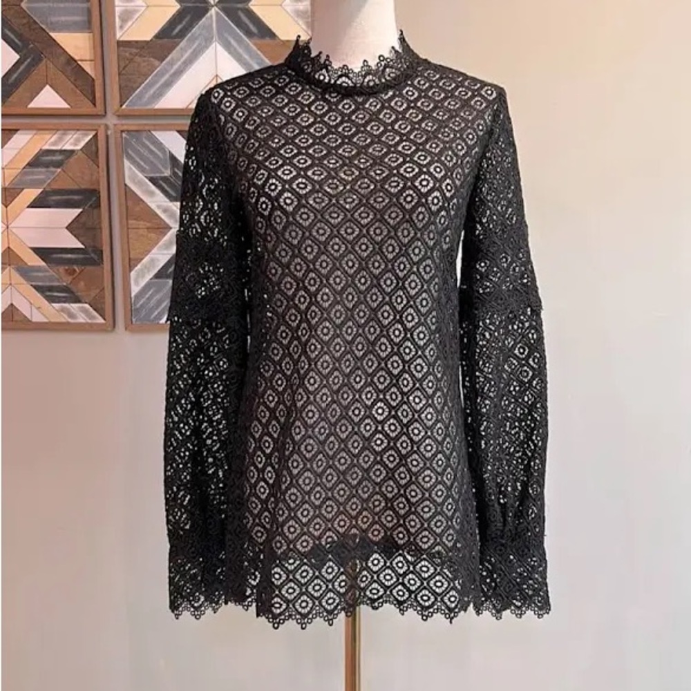 *NWT Iro Mock Neck Sheer Lace Top**